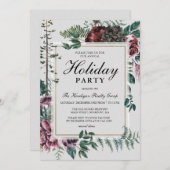 企業のホリデーパーティ素朴フローラボタニカル 招待状 (正面/裏面)