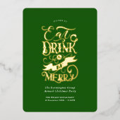 企業のホリデーパ食べインドクベグメリーリーン 箔招待状 (正面)