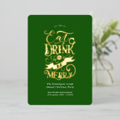 企業のホリデーパ食べインドクベグメリーリーン 箔招待状 (立ち正面)