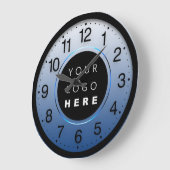 企業のミニマリズムブルーネイビーカスタム·ロゴ ラージ壁時計 (傾斜)