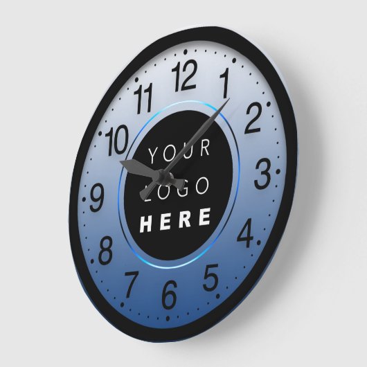 企業のミニマリズムブルーネイビーカスタム·ロゴ ラージ壁時計 (傾斜)