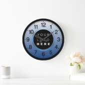 企業のミニマリズムブルーネイビーカスタム·ロゴ ラージ壁時計 (ホーム)