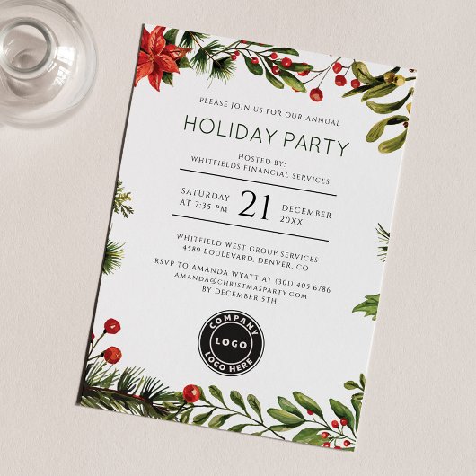 企業のロゴクリスマスホリデーオフィスパーティー 招待状