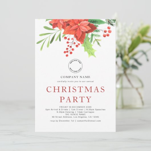 企業のロゴポインセチアパーティー シーズンカード (スタンド正面)