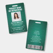 企業のロゴ写真 ID QR バーコード ブラッシュド グリーン バッジ (正面&裏面)