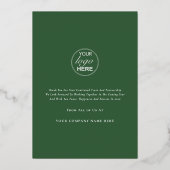 企業のロゴ メリークリスマス ツリー 雪 箔シーズンカード (裏面)
