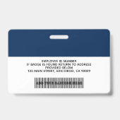 企業のロゴ、社員写真、名前、バーコード バッジ (裏面)