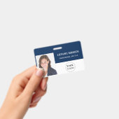 企業のロゴ、社員写真、名前、バーコード バッジ (手持ち)