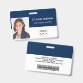 企業のロゴ、社員写真、名前、バーコード バッジ (正面＆裏面)