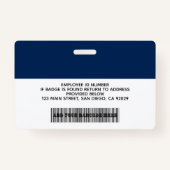 企業のロゴ、社員写真、名前、バーコード バッジ (裏面)