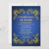 企業の周年記念にふさわしい、エレガントなネイビービジネススタイル 招待状 (正面)