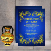 企業の周年記念にふさわしい、エレガントなネイビービジネススタイル 招待状