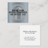 企業の建物ロゴ | メタリック スクエア名刺 (正面/裏面)