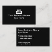 企業の建物白黒名刺 名刺 (正面/裏面)