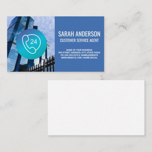 企業の建物 | コールセンターの電話アイコン 名刺 (正面/裏面)