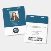 企業の従業員写真バーコードビジネス ロゴ バッジ (正面＆裏面)