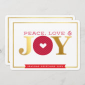 企業の感謝していクリスマス平和の愛と喜び赤 招待状 (正面/裏面)