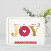 企業の感謝していクリスマス平和の愛と喜び赤 招待状 (スタンド正面)