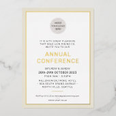 企業の業務モダンイベントシンプルアイボリー金ゴールド 箔招待状 (正面)