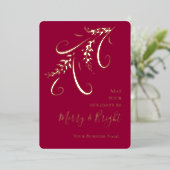 企業の洗練されたクランベリーのホイルを使ったクリスマス・ホリデー 箔シーズンカード (立ち正面)