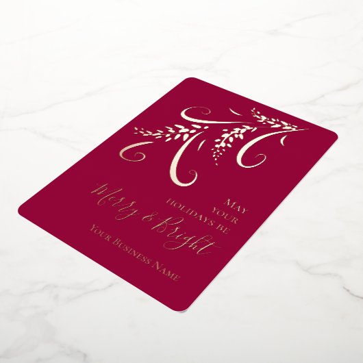 企業の洗練されたクランベリーのホイルを使ったクリスマス・ホリデー 箔シーズンカード (回転した状態)