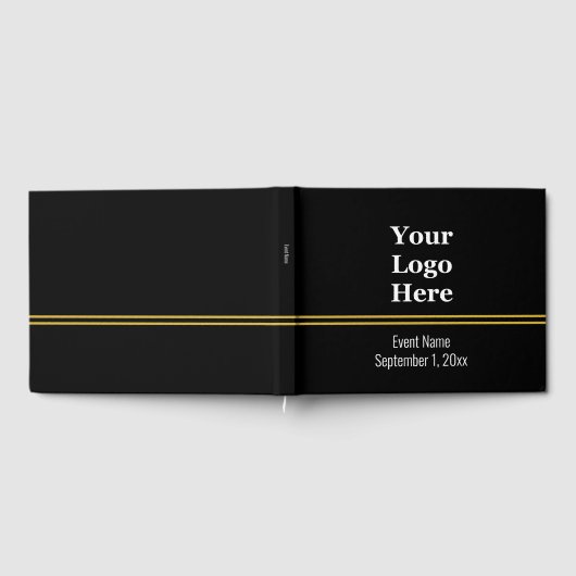 企業の白黒と金ゴールドここにロゴ ゲストブック (全面)