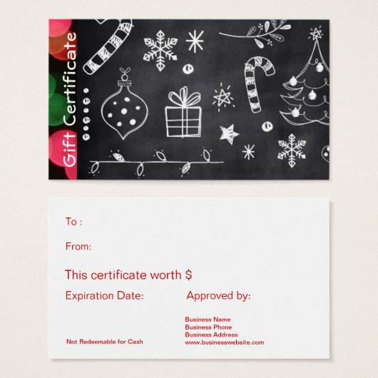 企業の祝日のギフトカード証明書 (正面&裏面)