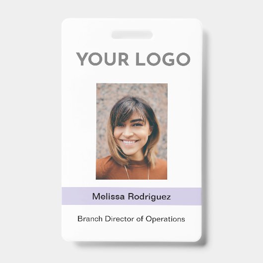 企業の薄紫従業員の写真ID バッジ (Front)