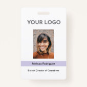 企業の薄紫従業員の写真ID バッジ (正面)