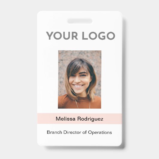 企業の赤面ピンクの従業員の写真ID バッジ (Front)