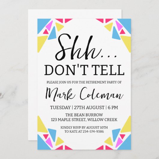 企業の退職パーティの招待状 招待状 (正面/裏面)