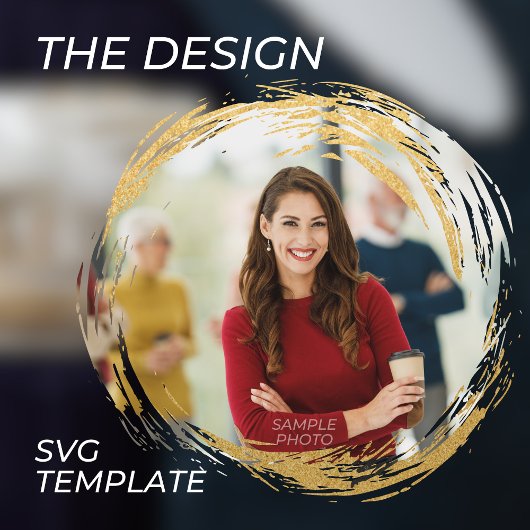 企業の金ゴールドと青、写真を図形に追加カスタムする 名刺