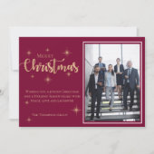 企業の金ゴールドフェイクグリッターメリークリスマスフォト シーズンカード (正面)
