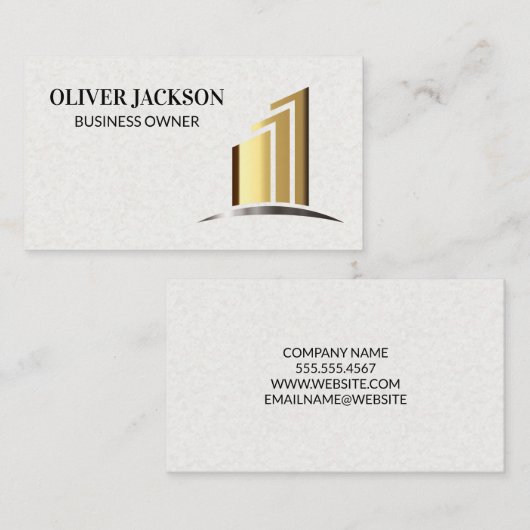 企業の金ゴールド柱 | モダンスタイリッシュ 名刺 (正面/裏面)