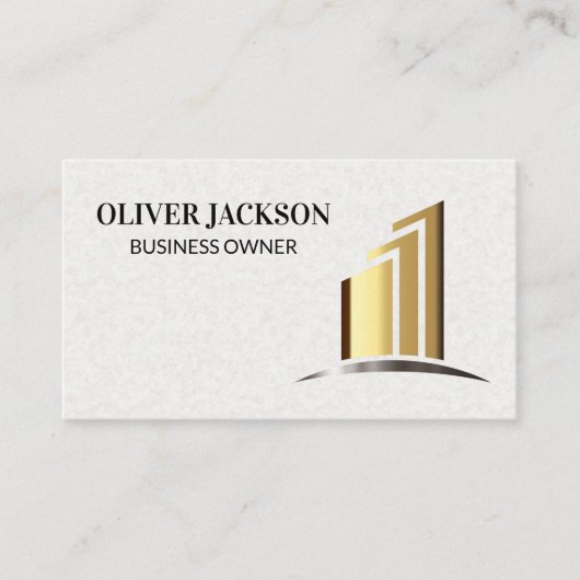 企業の金ゴールド柱 | モダンスタイリッシュ 名刺 (正面)