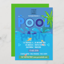 企業の/クラブサマープールパーティの招待状