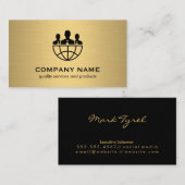 企業の /金ゴールドメタリック/グローバルアイコン 名刺 (正面/裏面)