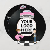 企業の/Club/College/School Sockレトロパーティー 招待状 (正面/裏面)