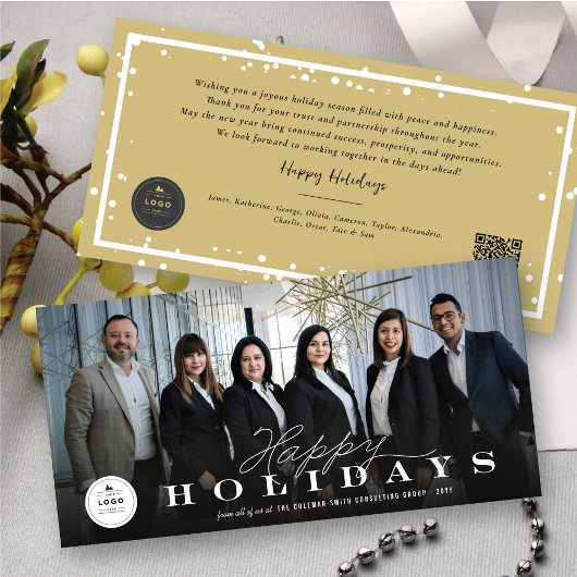 企業のHappy Holidays Your Business Logo写真 シーズンカード
