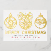 企業のHappy New Yearオーナメントロゴ 箔シーズンカード (正面)