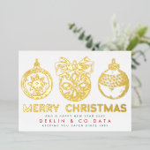 企業のHappy New Yearオーナメントロゴ 箔シーズンカード (立ち正面)