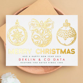 企業のHappy New Yearオーナメントロゴ 箔シーズンカード