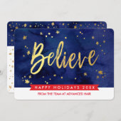 企業のHOLIDAYスクリプトnavy red金ゴールド シーズンカード (正面/裏面)