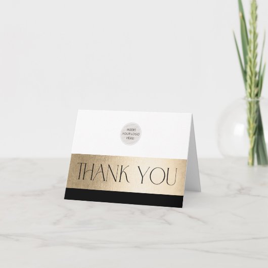 企業のLOGO感謝していビジネスの黒金ゴールド サンキューカード (正面)
