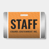 企業オレンジ＆スチールスタッフパス バッジ (裏面)