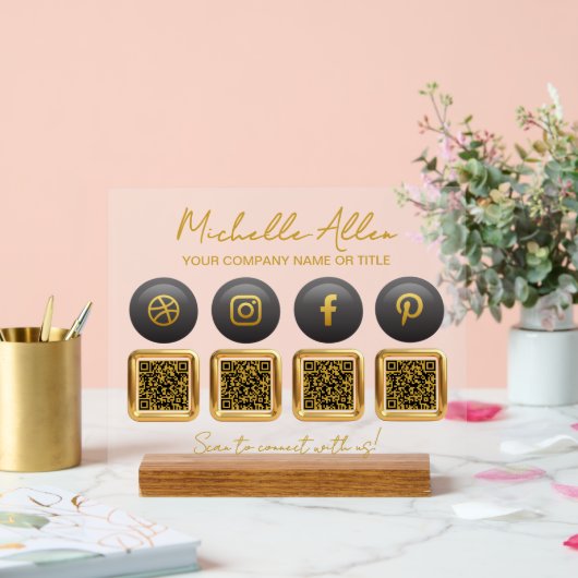 企業ソーシャルメディアQRコードアクリル記号 アクリルサイン (ウェディング)