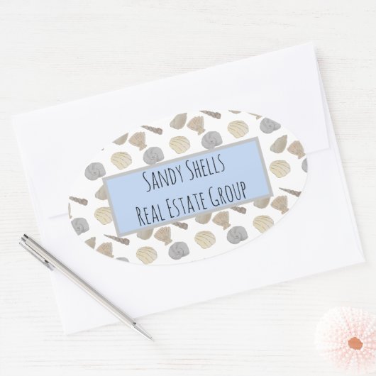 企業ビジネス用水の色の海のシェル 楕円形シール (封筒)