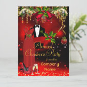 企業フォーマルクリスマスホリデーパーティーレッド 招待状 (スタンド正面)
