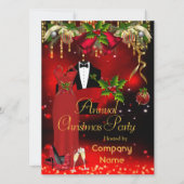 企業フォーマルクリスマスホリデーパーティーレッド 招待状 (正面)
