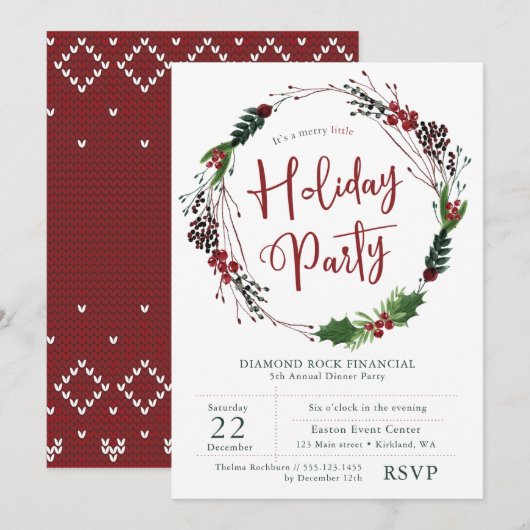 企業ホリデーパーティーの招待状 招待状 (正面/裏面)